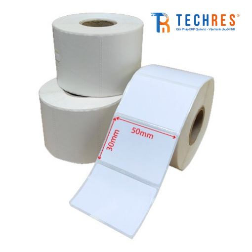 Giấy in tem 50x30  (Lốc 4 cuộn)